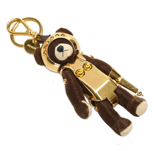 プラダ ベア クマ ブラウン ゴールド  アクリル キーホルダー レディース PRADA 中古