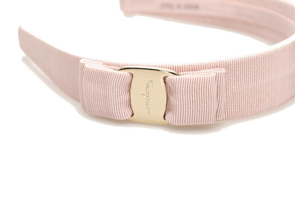 サルヴァトーレフェラガモ ヴァラリボン ピンク ゴールド コットン ヘアアクセサリー カチューシャ レディース Salvatore Ferragamo 中古