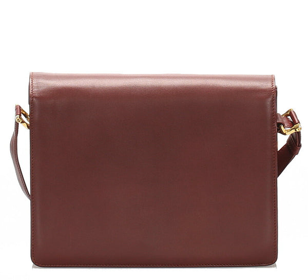 カルティエ マスト ボルドー レザー ショルダーバッグ レディース CARTIER 中古