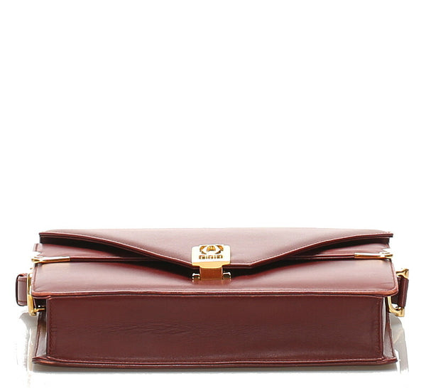 カルティエ マスト ボルドー レザー ショルダーバッグ レディース CARTIER 中古