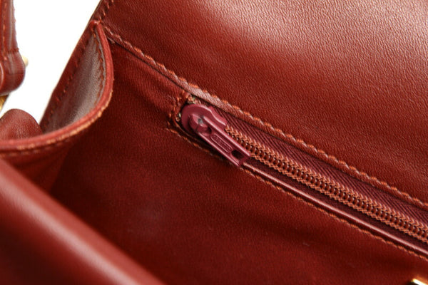 カルティエ マスト ボルドー レザー ショルダーバッグ レディース CARTIER 中古