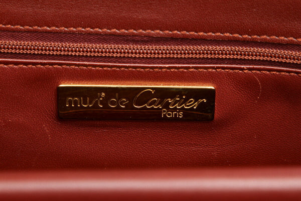 カルティエ マスト ボルドー レザー ショルダーバッグ レディース CARTIER 中古