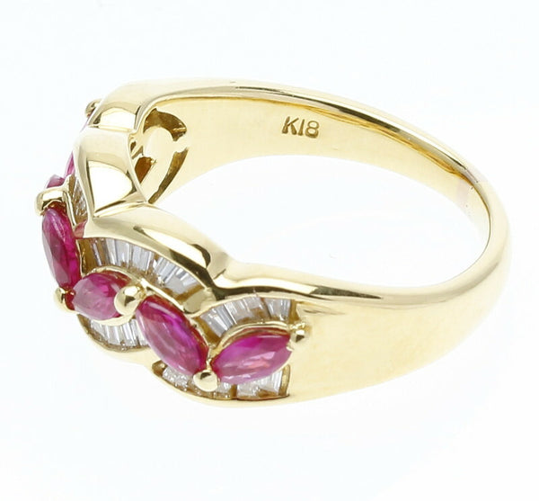 K18YG イエローゴールド ルビー0.92ct ダイヤ0.6ct リング 指輪 レディース 13号 【中古】