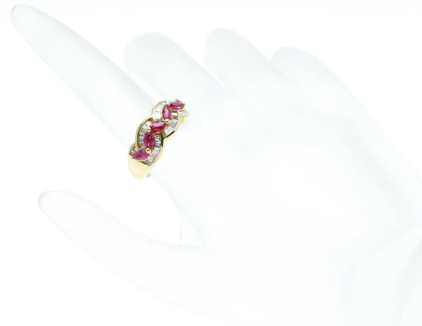 K18YG イエローゴールド ルビー0.92ct ダイヤ0.6ct リング 指輪 レディース 13号 【中古】