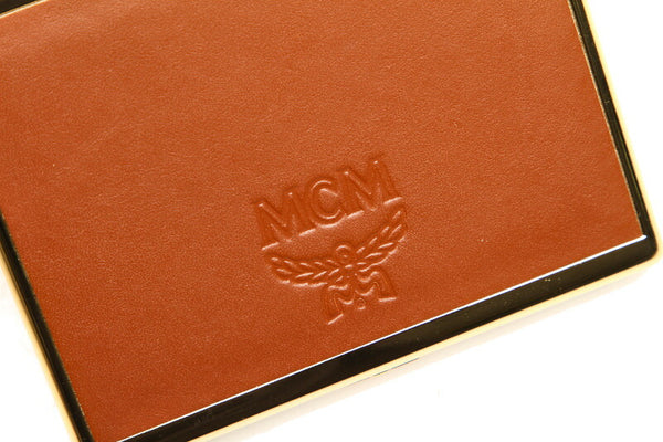 エム シー エム ブラウン ゴールド メタル レザー カードケース ユニセックス MCM 中古