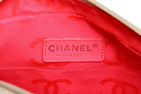 シャネル カンボンライン ホワイト ブラック  ラムスキン 肩掛け ショルダーバッグ レディース CHANEL 中古