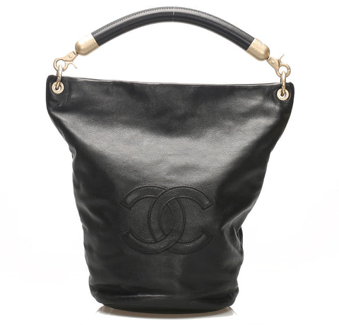 シャネル ココマーク ブラック ラムスキン ハンドバッグ レディース CHANEL 中古