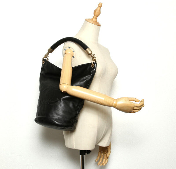 シャネル ココマーク ブラック ラムスキン ハンドバッグ レディース CHANEL 中古