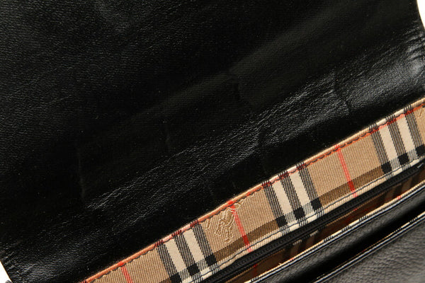 バーバリー ブラック  レザー ショルダーバッグ レディース BURBERRY 中古