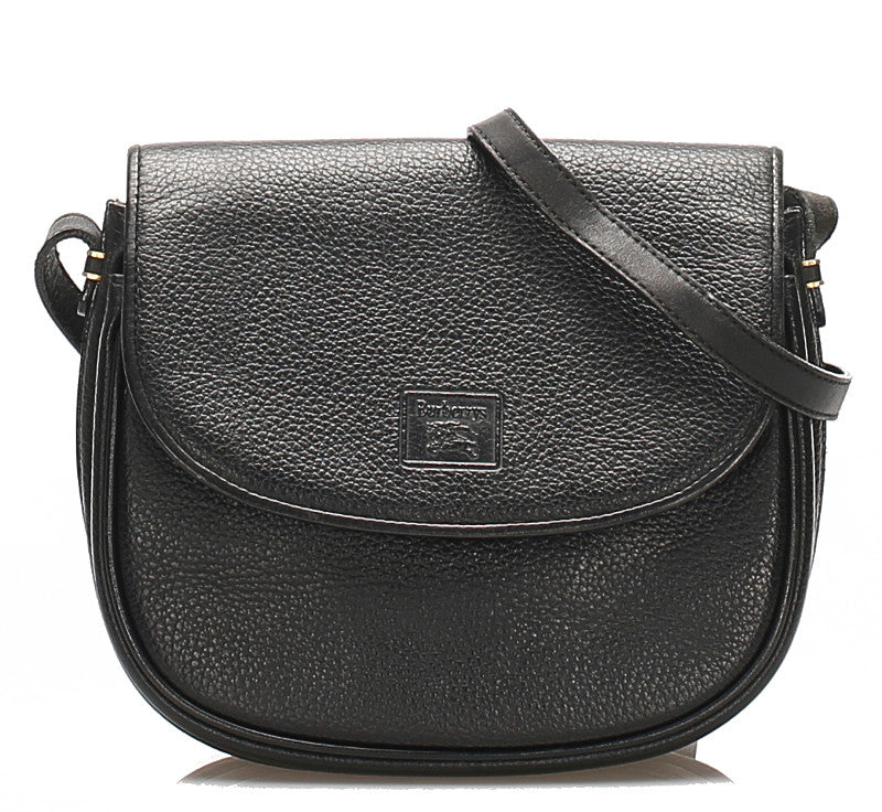バーバリー ブラック  レザー ショルダーバッグ レディース BURBERRY 中古