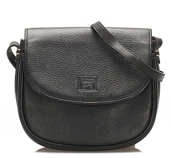 バーバリー ブラック  レザー ショルダーバッグ レディース BURBERRY 中古