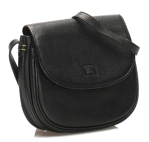 バーバリー ブラック  レザー ショルダーバッグ レディース BURBERRY 中古