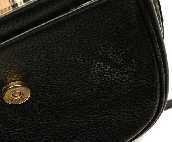 バーバリー ブラック  レザー ショルダーバッグ レディース BURBERRY 中古