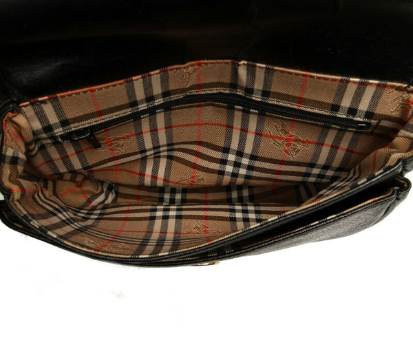 バーバリー ブラック  レザー ショルダーバッグ レディース BURBERRY 中古
