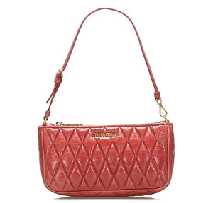 ミュウミュウ ピンク レッド  レザー アクセサリーポーチ レディース MIUMIU 中古