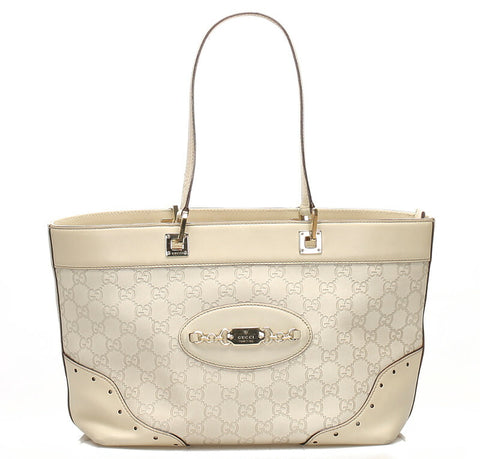 グッチ グッチシマ 145998 アイボリー レザー トートバッグ レディース GUCCI 中古