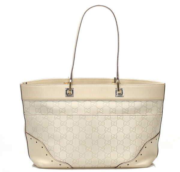 グッチ グッチシマ 145998 アイボリー レザー トートバッグ レディース GUCCI 中古