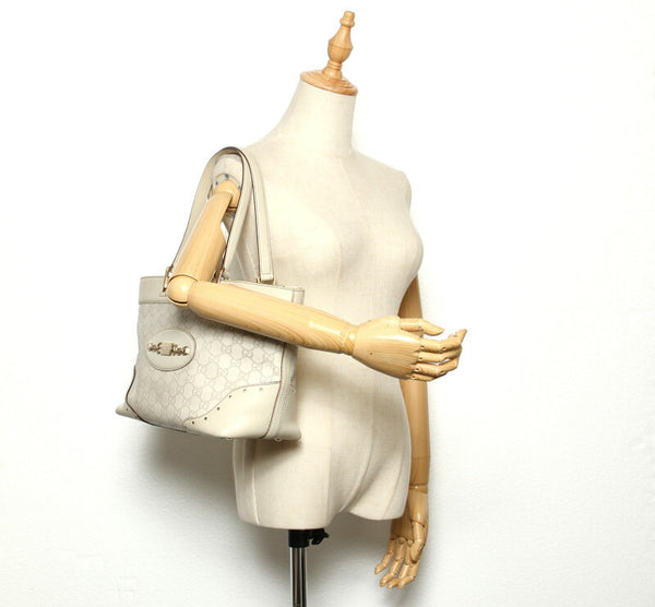 グッチ グッチシマ 145998 アイボリー レザー トートバッグ レディース GUCCI 中古