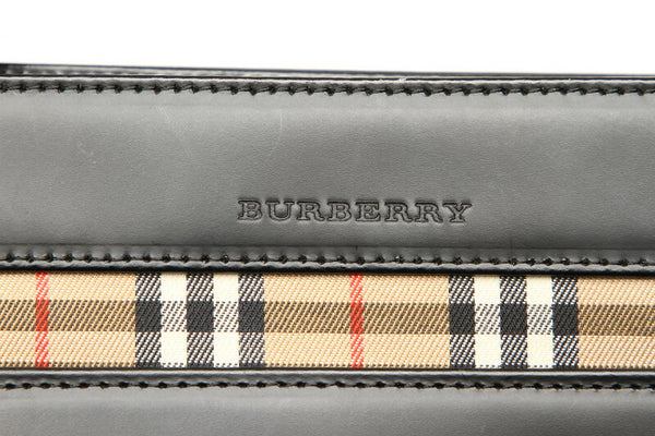 バーバリー ノバチェック ブラック  レザー キャンバス ハンドバッグ レディース BURBERRY 中古