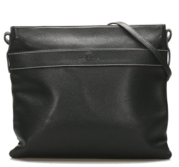 ロエベ ブラック レザー 斜め掛け ショルダーバッグ レディース LOEWE 【中古】