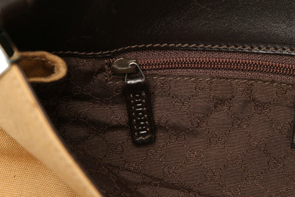 グッチ シェリーライン ウェビングライン 001 4321 ベージュ ブラウン  キャンバス レザー ショルダーバッグ レディース GUCCI 中古