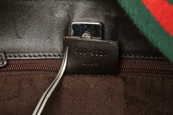 グッチ シェリーライン ウェビングライン 001 4321 ベージュ ブラウン  キャンバス レザー ショルダーバッグ レディース GUCCI 中古