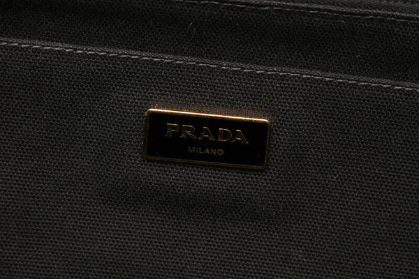 プラダ カナパ オレンジ ホワイト ブラック キャンバス ハンドバッグ レディース PRADA 中古