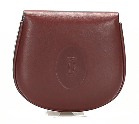 カルティエ マスト L3000114 ボルドー レザー コインケース レディース CARTIER 中古