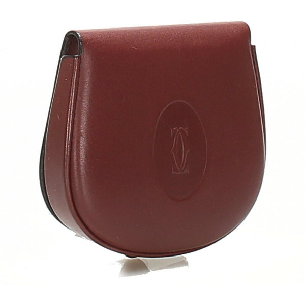 カルティエ マスト L3000114 ボルドー レザー コインケース レディース CARTIER 中古