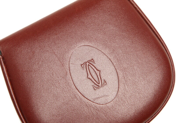 カルティエ マスト L3000114 ボルドー レザー コインケース レディース CARTIER 中古