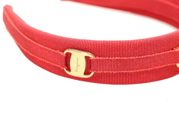 サルヴァトーレフェラガモ ヴァラ レッド コットン ヘアアクセサリー カチューシャ レディース Salvatore Ferragamo 中古