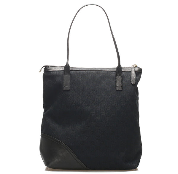 グッチ GG キャンバス 182492 ブラック  キャンバス レザー トートバッグ レディース GUCCI 中古