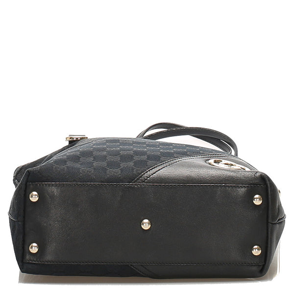 グッチ GG キャンバス 182492 ブラック  キャンバス レザー トートバッグ レディース GUCCI 中古