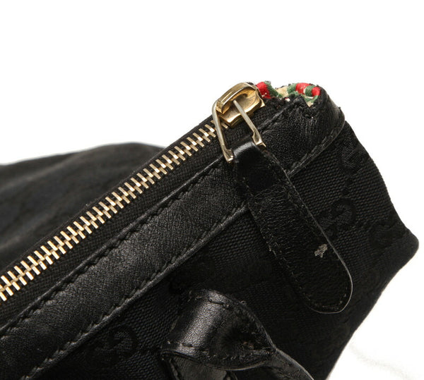 グッチ GG キャンバス 182492 ブラック  キャンバス レザー トートバッグ レディース GUCCI 中古