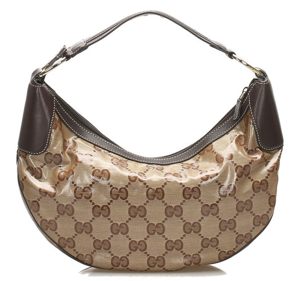 グッチ GGクリスタル 257297 ブラウン 茶 PVC レザー ショルダーバッグ レディース GUCCI 中古