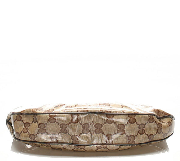 グッチ GGクリスタル 257297 ブラウン 茶 PVC レザー ショルダーバッグ レディース GUCCI 中古