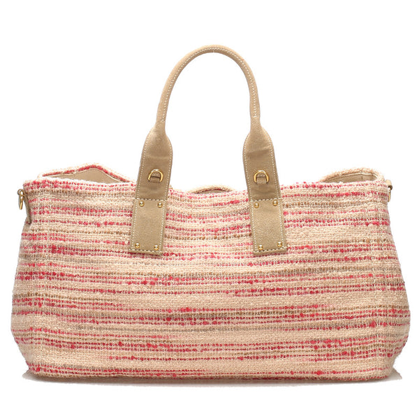 プラダ ツイード ピンク ツイード トートバッグ レディース PRADA 中古