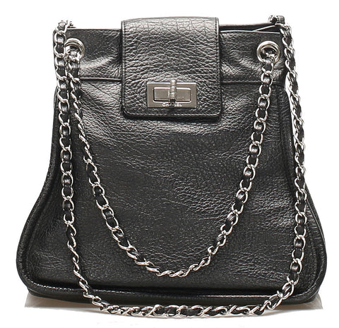 シャネル チェーン ブラック  レザー ショルダーバッグ レディース CHANEL 中古
