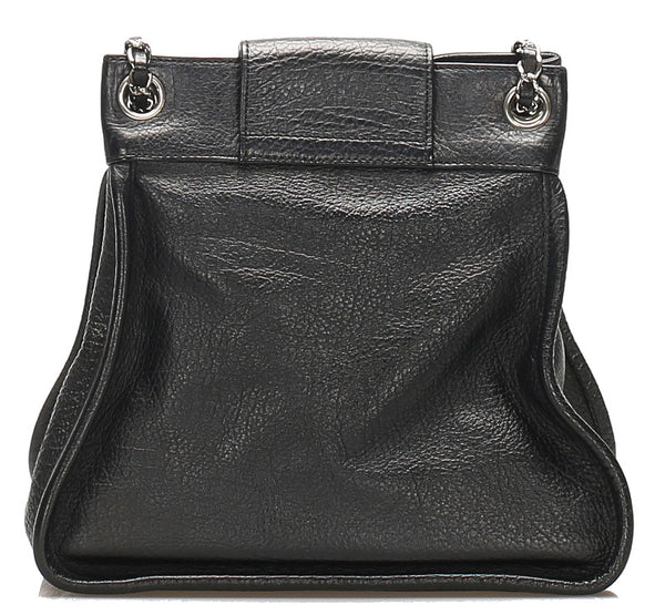 シャネル チェーン ブラック  レザー ショルダーバッグ レディース CHANEL 中古