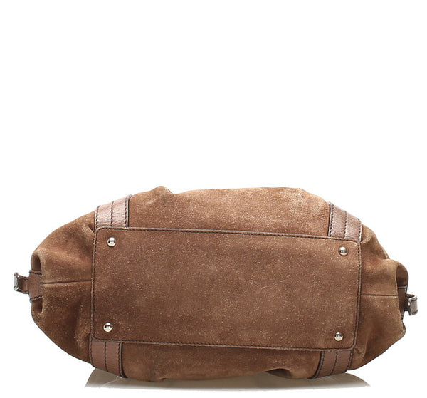 サルヴァトーレフェラガモ CD-21 A279 ベージュ ブラウン レザー スウェード ハンドバッグ レディース Salvatore Ferragamo 中古