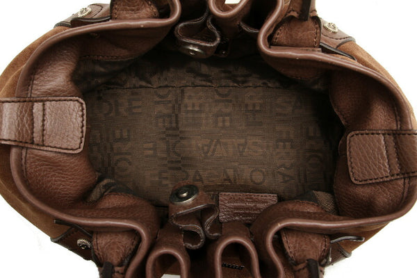 サルヴァトーレフェラガモ CD-21 A279 ベージュ ブラウン レザー スウェード ハンドバッグ レディース Salvatore Ferragamo 中古