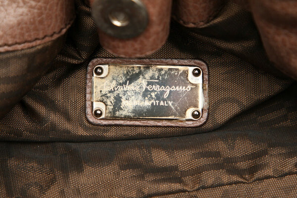 サルヴァトーレフェラガモ CD-21 A279 ベージュ ブラウン レザー スウェード ハンドバッグ レディース Salvatore Ferragamo 中古