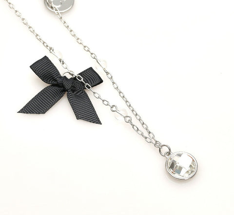 クリスチャンディオール リボン パール スター ペンダント シルバー メタル ネックレス レディース Christian Dior 中古