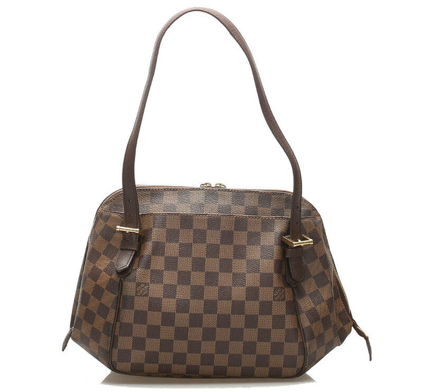 ルイ ヴィトン ダミエ べレムMM N51174 ブラウン レザー トートバッグ レディース LOUIS VUITTON 中古