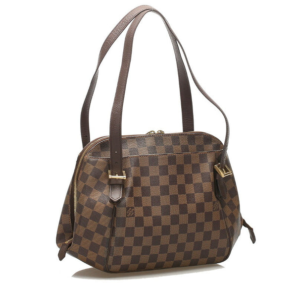 ルイ ヴィトン ダミエ べレムMM N51174 ブラウン レザー トートバッグ レディース LOUIS VUITTON 中古