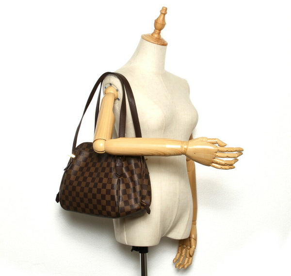ルイ ヴィトン ダミエ べレムMM N51174 ブラウン レザー トートバッグ レディース LOUIS VUITTON 中古