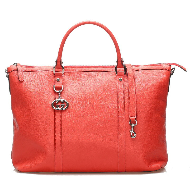 グッチ 339550 レッド  レザー トートバッグ レディース GUCCI 中古