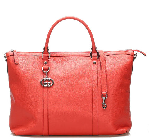 グッチ 339550 レッド  レザー トートバッグ レディース GUCCI 中古