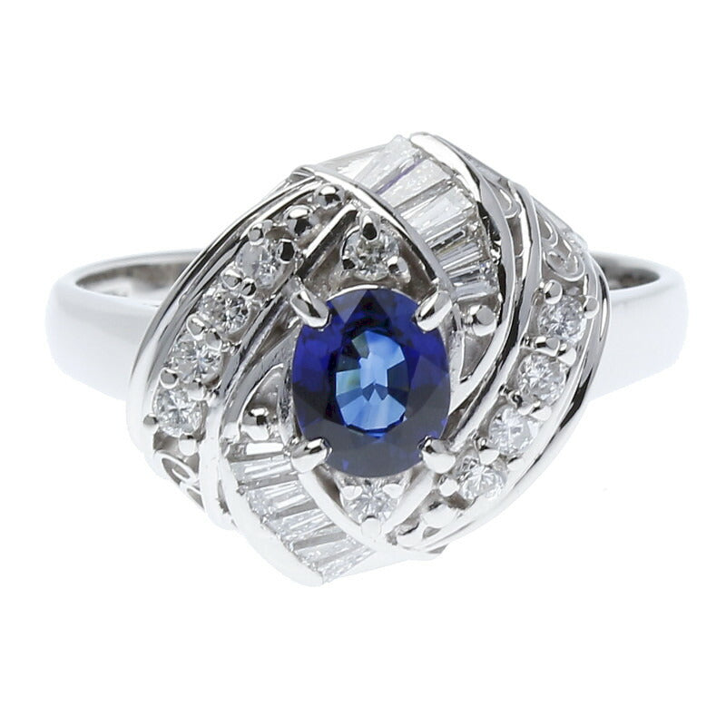 Pt900 プラチナ サファイア0.54ct ダイヤ0.335ct リング 指輪 レディース 13.5号 中古
