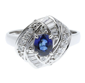 Pt900 プラチナ サファイア0.54ct ダイヤ0.335ct リング 指輪 レディース 13.5号 中古